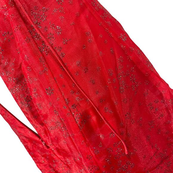 VTG 90s Juniors Red Sparkle Halter Dress Zum Zum by Niki Livas Ballgown Fairy - Picture 12 of 14